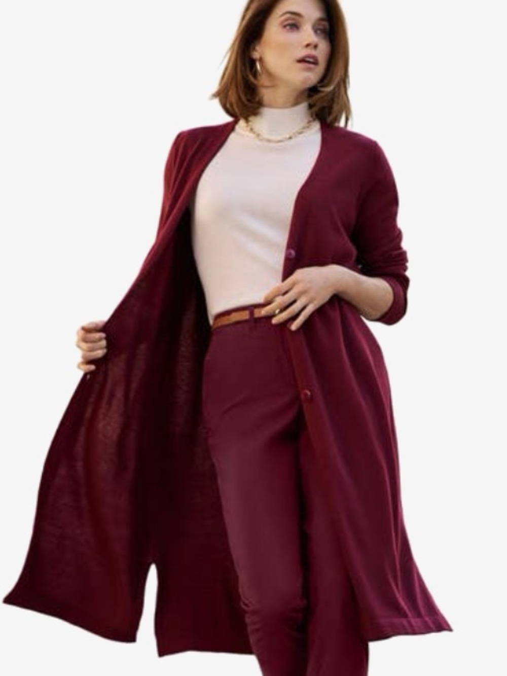 Pomandere  Raspberry -toned  striped long open Gardigan